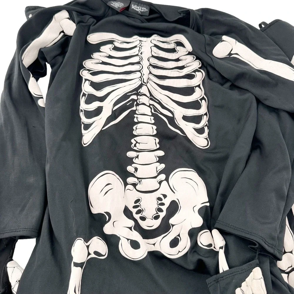 Skeleton Halloween Costume Small 7-8‎ Hallows Eve Gloves Mask Kids Youth